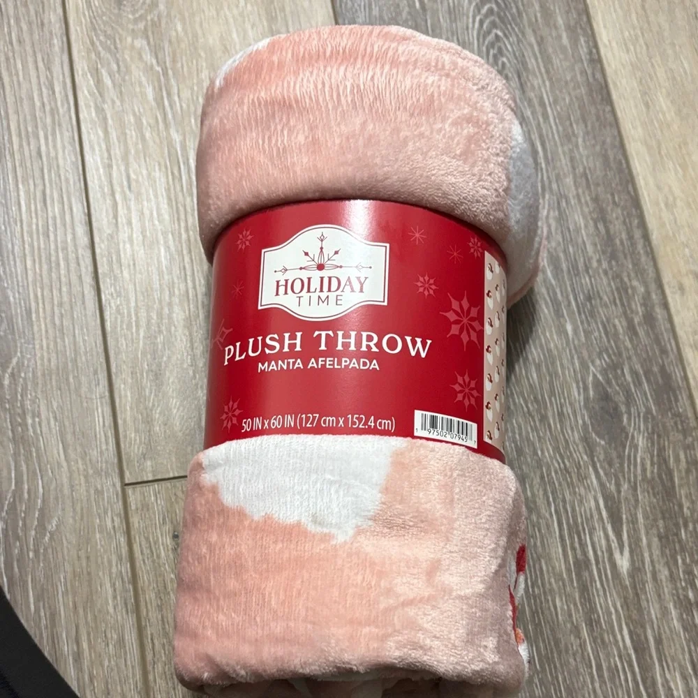 NWT Holiday Time Santa Plush Throw Blanket -